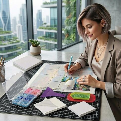 400Pcs Diamond Painting Release Paper: Double-Sided Non-Stick Pre-cut Cover Sheets in 3 Sizes - Reusable & No Residue Replacement for 5D Diamond Art - with Anti-Slip Mat and Straightener in Kuwait