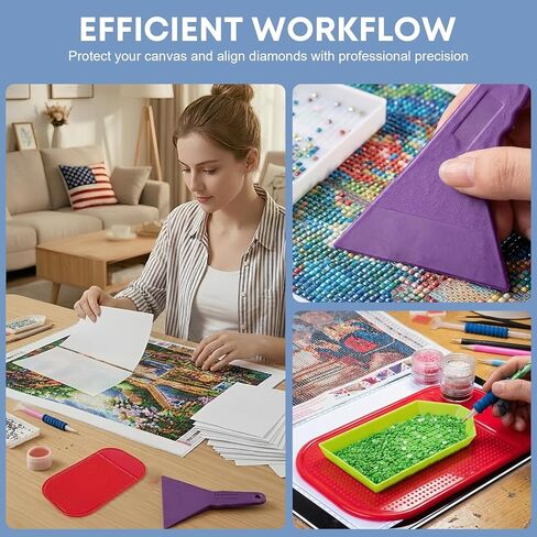 400Pcs Diamond Painting Release Paper: Double-Sided Non-Stick Pre-cut Cover Sheets in 3 Sizes - Reusable & No Residue Replacement for 5D Diamond Art - with Anti-Slip Mat and Straightener in Kuwait