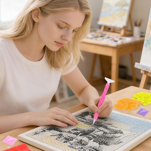 شمع الفن الماسي من فينوس 100 قطعة، 5 ألوان مختلفة من شمع الرسم الماسي مع صندوق تخزين للبالغين والأطفال، شمع غراء 2 × 2 سم للرسم الفني الماسي in Kuwait