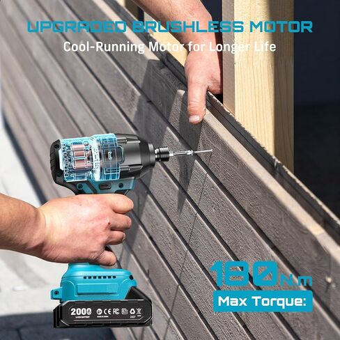 Seesii Impact Driver Kit، 21V Max Torque 1590In-lbs(180N.m) مجموعة مفك الصدمات اللاسلكي مع بطاريتين 2.0Ah، مثقاب صدمي بقوة 1/4 بوصة، سرعة متغيرة 0-2500 دورة في الدقيقة، 20 قطعة لقم الثقب، QH150 in Kuwait
