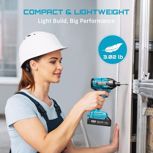 Seesii Impact Driver Kit، 21V Max Torque 1590In-lbs(180N.m) مجموعة مفك الصدمات اللاسلكي مع بطاريتين 2.0Ah، مثقاب صدمي بقوة 1/4 بوصة، سرعة متغيرة 0-2500 دورة في الدقيقة، 20 قطعة لقم الثقب، QH150 in Kuwait