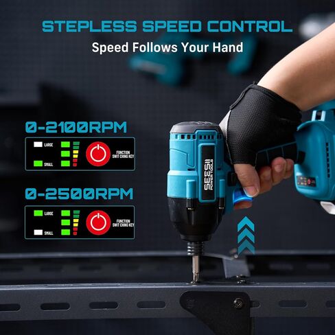 Seesii Impact Driver Kit، 21V Max Torque 1590In-lbs(180N.m) مجموعة مفك الصدمات اللاسلكي مع بطاريتين 2.0Ah، مثقاب صدمي بقوة 1/4 بوصة، سرعة متغيرة 0-2500 دورة في الدقيقة، 20 قطعة لقم الثقب، QH150 in Kuwait