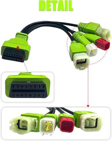 كابل تشخيص OBD2 4 في 1 للدراجات النارية، 4 دبابيس + 6 دبابيس موصل محول OBD مناسب للدراجات النارية Kawasaki Honda KTM Yamaha سوزوكي Euro 5، متوافق مع أداة المسح الضوئي obdii وقارئ الرمز in Kuwait