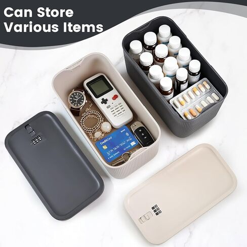Medicine Lock Box with Code,Taller Size Small Lock Box with Combination Code for Medication Safe,Lock Box for Pills/First Aid Kits/Snack/Ipad Mini,Locked Container for Home/Office 9.4X5.5X5.7inch Gray in Saudi Arabia