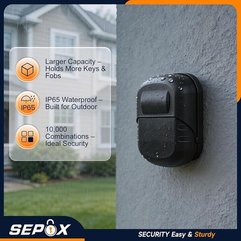 صندوق قفل المفاتيح المعدني SEPOX® مع مجموعة مكونة من 4 أرقام، ومساحة كبيرة جدًا، وسعة 6-10 مفاتيح، وغطاء مضاد للغبار وتخزين مثبت على الحائط للمنزل، والمكتب، والخارج، وغطاء مقاوم للطقس، وسهل التركيب in Kuwait