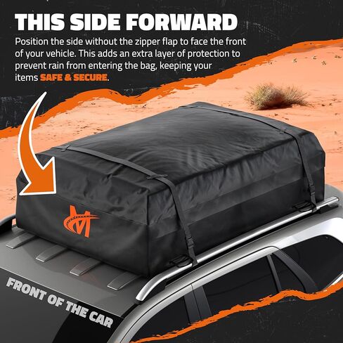 Mockins 25 CuFt Waterproof Rooftop Cargo Bag for Top of Car | 60"x43"x17" All-Weather 840D Vinyl Car Top Carrier Without Roof Rack | No Rack Rooftop Cargo Carrier Bag with Mat, Lock, Hooks & Straps in Kuwait