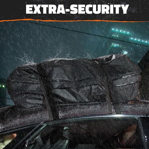 Mockins 25 CuFt Waterproof Rooftop Cargo Bag for Top of Car | 60"x43"x17" All-Weather 840D Vinyl Car Top Carrier Without Roof Rack | No Rack Rooftop Cargo Carrier Bag with Mat, Lock, Hooks & Straps in Kuwait