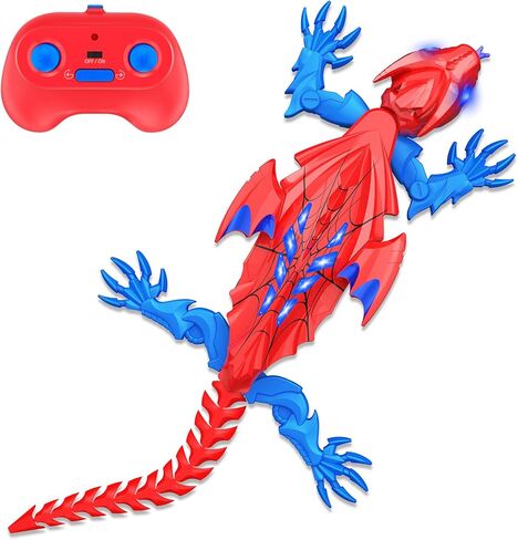 TWFRIC Wall Climbing Gecko Lizard The Rechargeable Remote Control Car Toy - Exciting RC Crawlers for Kids Ages 6+, Unlock Endless Fun, Perfect for Halloween, Christmas & Birthday Gifts (Red) in Kuwait