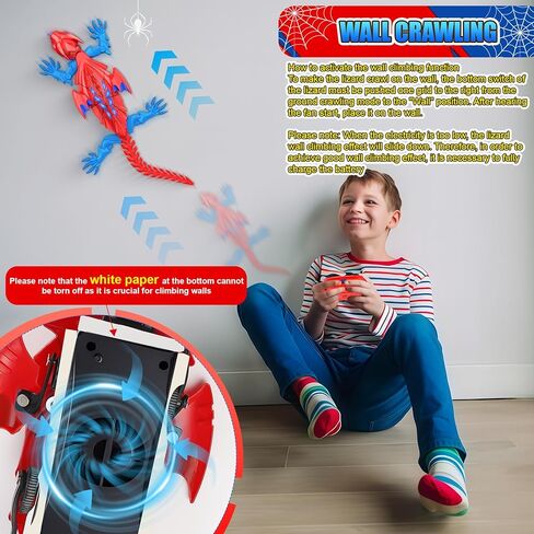 TWFRIC Wall Climbing Gecko Lizard The Rechargeable Remote Control Car Toy - Exciting RC Crawlers for Kids Ages 6+, Unlock Endless Fun, Perfect for Halloween, Christmas & Birthday Gifts (Red) in Kuwait
