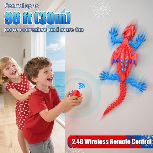TWFRIC Wall Climbing Gecko Lizard The Rechargeable Remote Control Car Toy - Exciting RC Crawlers for Kids Ages 6+, Unlock Endless Fun, Perfect for Halloween, Christmas & Birthday Gifts (Red) in Kuwait