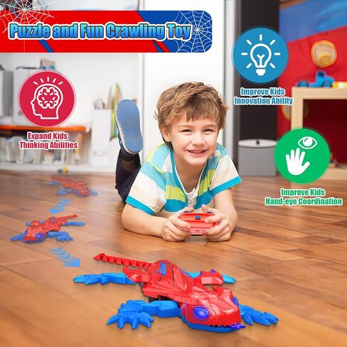 TWFRIC Wall Climbing Gecko Lizard The Rechargeable Remote Control Car Toy - Exciting RC Crawlers for Kids Ages 6+, Unlock Endless Fun, Perfect for Halloween, Christmas & Birthday Gifts (Red) in Kuwait