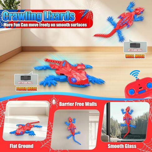 TWFRIC Wall Climbing Gecko Lizard The Rechargeable Remote Control Car Toy - Exciting RC Crawlers for Kids Ages 6+, Unlock Endless Fun, Perfect for Halloween, Christmas & Birthday Gifts (Red) in Kuwait