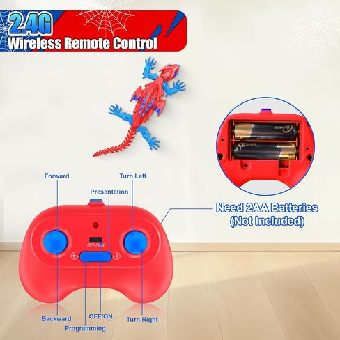 TWFRIC Wall Climbing Gecko Lizard The Rechargeable Remote Control Car Toy - Exciting RC Crawlers for Kids Ages 6+, Unlock Endless Fun, Perfect for Halloween, Christmas & Birthday Gifts (Red) in Kuwait