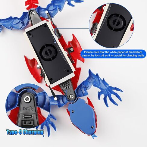 TWFRIC Wall Climbing Gecko Lizard The Rechargeable Remote Control Car Toy - Exciting RC Crawlers for Kids Ages 6+, Unlock Endless Fun, Perfect for Halloween, Christmas & Birthday Gifts (Red) in Kuwait