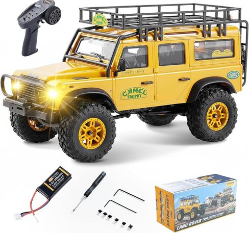 EAZYRC FMS 1/24 FCX24M RC Crawler RTR، سلسلة Land Rover مع مرخصة، 1/24 RC Truck 4X4 سيارة RC صغيرة مع إضاءة، جهاز تحكم عن بعد 2.4 جيجا هرتز، بطارية (اكتشاف) in Kuwait