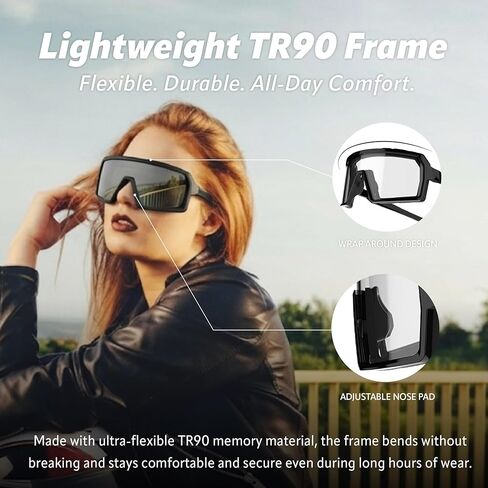 نظارات أمان Speedone Z87+، نظارات شمسية رياضية آمنة، عدسات فوتوكروميك UV400 مضادة للضباب ومقاومة للصدمات للرجال والنساء ورياضات القوة وركوب الدراجات النارية (KRYO) in Kuwait