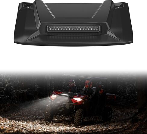غطاء محرك السيارة مع كشاف LED مناسب لـ Polaris Ranger XP 1000 2018-2024، غطاء غطاء محرك توربو أمامي رياضي متين مع أضواء مساعدة ساطعة لملحقات Ranger 1000 XP Crew 2018-2024 in Kuwait
