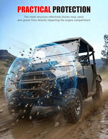 غطاء محرك السيارة مع كشاف LED مناسب لـ Polaris Ranger XP 1000 2018-2024، غطاء غطاء محرك توربو أمامي رياضي متين مع أضواء مساعدة ساطعة لملحقات Ranger 1000 XP Crew 2018-2024 in Kuwait