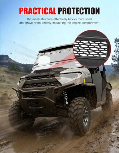 غطاء محرك السيارة مغرفة مع فتحة تهوية مدخل هواء مناسبة لـ Polaris Ranger XP 1000 2018-2024، غطاء غطاء محرك توربو أمامي رياضي متين مع فتحات شواء لملحقات Ranger 1000 XP Crew 2018-2024، مقاومة للصدمات in Kuwait