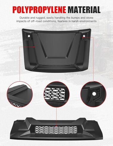 غطاء محرك السيارة مغرفة مع فتحة تهوية مدخل هواء مناسبة لـ Polaris Ranger XP 1000 2018-2024، غطاء غطاء محرك توربو أمامي رياضي متين مع فتحات شواء لملحقات Ranger 1000 XP Crew 2018-2024، مقاومة للصدمات in Kuwait