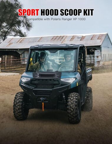 غطاء محرك السيارة مغرفة مع فتحة تهوية مدخل هواء مناسبة لـ Polaris Ranger XP 1000 2018-2024، غطاء غطاء محرك توربو أمامي رياضي متين مع فتحات شواء لملحقات Ranger 1000 XP Crew 2018-2024، مقاومة للصدمات in Kuwait