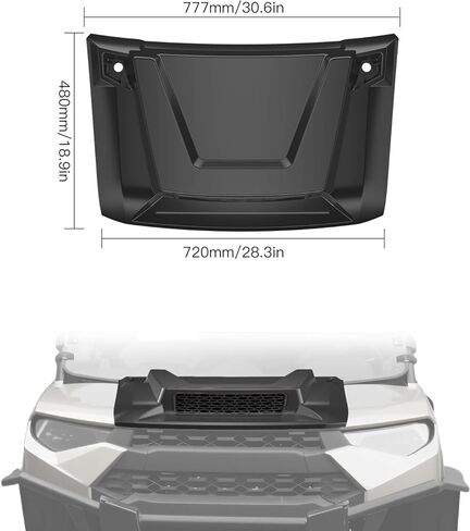 غطاء محرك السيارة مغرفة مع فتحة تهوية مدخل هواء مناسبة لـ Polaris Ranger XP 1000 2018-2024، غطاء غطاء محرك توربو أمامي رياضي متين مع فتحات شواء لملحقات Ranger 1000 XP Crew 2018-2024، مقاومة للصدمات in Kuwait