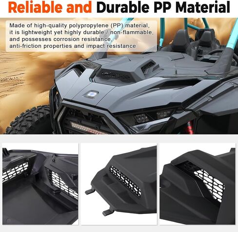 مغرفة غطاء محرك السيارة الأمامي لملحقات Polaris RZR PRO XP/PRO R/S 2025 2026+، غطاء غطاء محرك توربو أمامي رياضي متين مع فتحات شواء in Kuwait