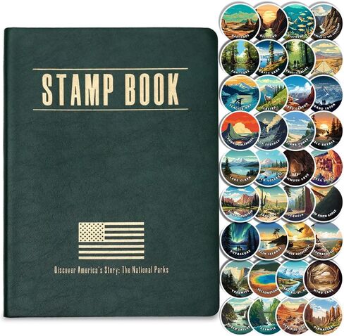 كتاب طوابع SHOXREM National Parks مع مجموعة ملصقات، كتاب حديقة وطنية كامل الألوان مع ملصقات جواز السفر، بحجم الجيب (4.5 بوصة × 6.5 بوصة) in Kuwait
