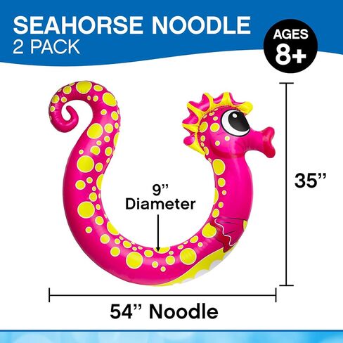 Poolmaster Seahorse Inflatable Pool Noodles for Kids, 2-Pack Pool Floaties with Seahorse Head and Tail, Fun Pool Toys for Pool, Lake or Beach in Kuwait