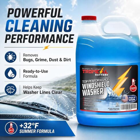 Windshield Washer Fluid, Ready-to-Use Bug Remover, Streak-Free Cleaning Formula, Removes Bugs, Dirt & Road Grime, +32°F, 1 Gallon in Kuwait