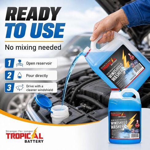 Windshield Washer Fluid, Ready-to-Use Bug Remover, Streak-Free Cleaning Formula, Removes Bugs, Dirt & Road Grime, +32°F, 1 Gallon in Kuwait