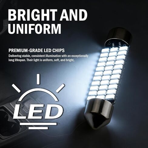 24 قطعة LED مجموعة مصابيح السيارة الداخلية، T10/31 مم/41 مم مصابيح LED للسيارة بديلة داخلية لضوء صندوق السيارة على شكل قبة الخريطة، مصابيح LED عالمية للسيارات الداخلية تناسب معظم السيارات/سيارات الدفع الرباعي in Kuwait