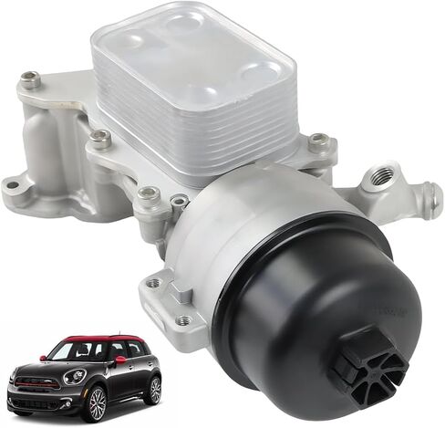 مبرد زيت المحرك ومبادل حراري للترشيح FIT 2011-2016 MINI Cooper Countryman Paceman R55 R56 R57 R58 R59 R60 R61، N18 1.6L محرك توربيني فقط، يستبدل 11428643745 11427552687، عبوة واحدة in Kuwait
