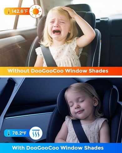 ظلال نافذة السيارة Doogoocoo للطفل، [كتلة من الأشعة فوق البنفسجية بنسبة 100% وتبريد كريستالي ثلجي] ظل سيارة قابل للتنفس للنافذة الخلفية مناسب عالميًا لسيارات الدفع الرباعي والسيدان وعبوتين والخصوصية والسلامة (متوسط) in Kuwait
