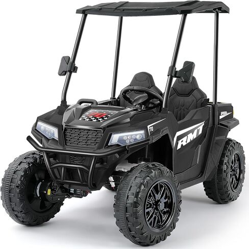 ELEMARA 24V Ride on Toy for Big Kid,Ride on Car 2 Seater w/Sun Shade,Dump Bed & Shovel,4.5MPH,4WD Electric Car for Kids,Battery Car w/Remote,Kids Ride on Truck,3 Speeds,LED Lights,Bluetooth, Hot Pink in Kuwait