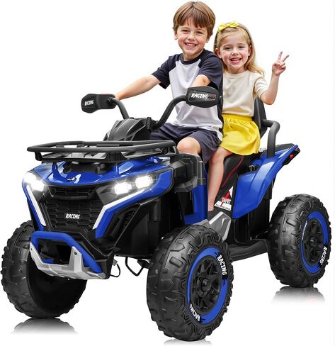 سيارة ركوب 24 فولت، عربة أطفال ATV XL بأربع عجلات مع إطارات EVA، مقعدان من الجلد مقاس 19 بوصة، محركات 800 واط، جهاز تحكم عن بعد، وسادات للركبة، زهرة، ألعاب ركوب 24 فولت رباعية للأطفال الكبار، أسود in Kuwait
