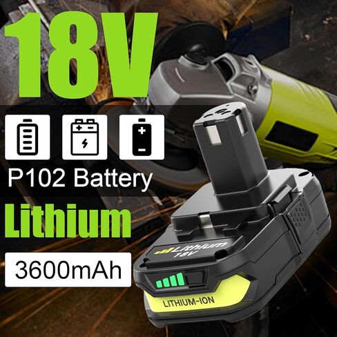 بطارية بديلة P102 وشاحن لبطارية Ryobi 18V P102 P103 P104 P105 P107 P108 P109 P122 أدوات كهربائية لاسلكية متوافقة مع شاحن Ryobi 18V 2 حزم 18V 3000 مللي أمبير في الساعة in Kuwait