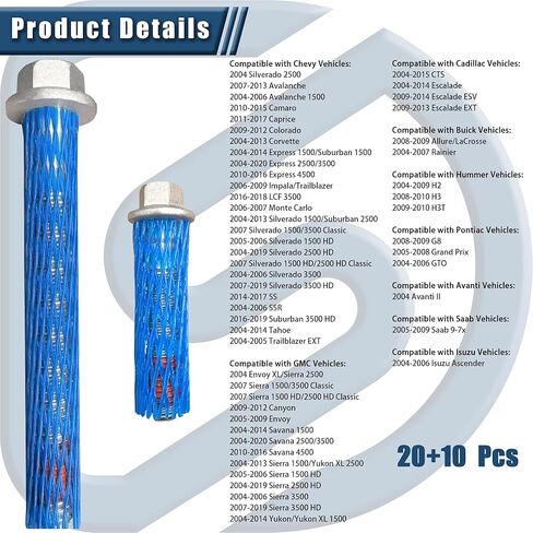 Engine Cylinder Head Bolt Kit - Compatible with Chevy Silverado 2500, Avalanche, Camaro, GMC Sierra, Cadillac Escalade & More - Replaces ES72390, ES72220 in Kuwait