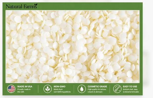Natural Farms (1lb) Non-GMO Emulsifying Wax Pastilles NF – Plant-Based Cosmetic Grade Wax for Creams, Skincare & Soap making in Kuwait