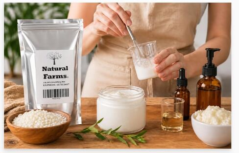 Natural Farms (1lb) Non-GMO Emulsifying Wax Pastilles NF – Plant-Based Cosmetic Grade Wax for Creams, Skincare & Soap making in Kuwait
