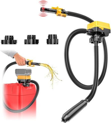 مضخة نقل الوقود اللاسلكية Ecarke 5 GPM للديزل البنزين، مضخة غاز التحكم اليدوي، متوافقة مع بطاريات DeWalt 20V وMilwaukee 18V، خرطوم 51 بوصة و5 محولات (أداة عارية) in Kuwait