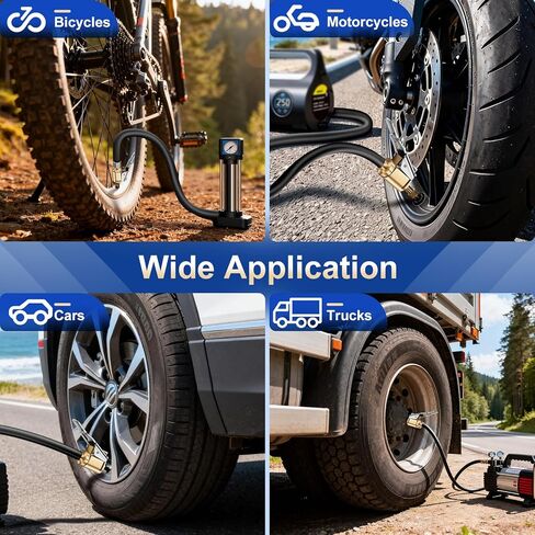 4-Pack Premium Air Chuck Quick Connect, Brass Locking Tire Air Chuck With Clip Adapter 8mm, No Leakage Air Compressor Pump Clip-On Tire Chucks, Compatible with Schrader Valve in Kuwait