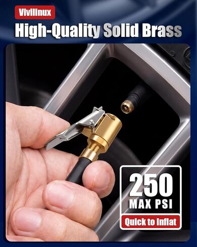 2Pcs Tire Air Chuck with Clip Adapter, Brass Locking Tire Inflator Nozzle Connect, Suitable for Tire Inflator and Air Compressor Pump Connection Accessory Tool, Valve Thread 8mm in Kuwait