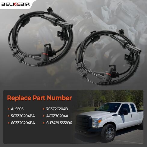 2PCS Front ABS Wheel Speed Sensor Left & Right Compatible with 2005-2010 Ford F250 Super Duty，2005-2010 F350 Super Duty Driver & Passenger Side ABS Sensor Replace ALS505 SU7429 5C3Z2C204BA 6C3Z2C204BA in Kuwait