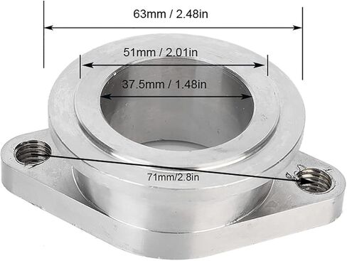 محول شفة شريط V من الفولاذ المقاوم للصدأ العالمي 1.5 بوصة إلى 1.7 بوصة MV R Wastegate Flange عالية القوة تناسب مباشرة لإصلاح السيارات المتعددة التوربينية، فضي 2.48 × 2.01 × .48 بوصة in Kuwait