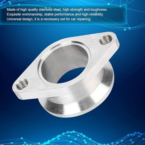 محول شفة شريط V من الفولاذ المقاوم للصدأ العالمي 1.5 بوصة إلى 1.7 بوصة MV R Wastegate Flange عالية القوة تناسب مباشرة لإصلاح السيارات المتعددة التوربينية، فضي 2.48 × 2.01 × .48 بوصة in Kuwait