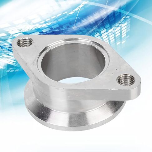 محول شفة شريط V من الفولاذ المقاوم للصدأ العالمي 1.5 بوصة إلى 1.7 بوصة MV R Wastegate Flange عالية القوة تناسب مباشرة لإصلاح السيارات المتعددة التوربينية، فضي 2.48 × 2.01 × .48 بوصة in Kuwait