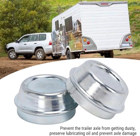 Trailer Wheel Hub Dust Cap, Heavy Duty Galvanized Steel Dust Cap, Prevents Accumulation Protects Axle Lubrication with Galvanized Steel Design, Ideal for Alko Hubs 48mm, 2 Pack in Kuwait