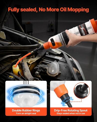 مستخرج السوائل VEVOR 1500CC، مستخرج مضخة السوائل اليدوية للسيارات، حقنة زيت مع خرطوم طويل وأنابيب تمديد سهلة تغيير الزيت، مضخة شفط لجزازات العشب والسيارات والسفن وعربات الجولف والدراجات النارية in Kuwait