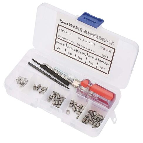 105pcs Threaded Inserts Repair Kit Stainless Steel Helicoil Type Wire Insert Installation Set (M3 x 0.5) in Kuwait